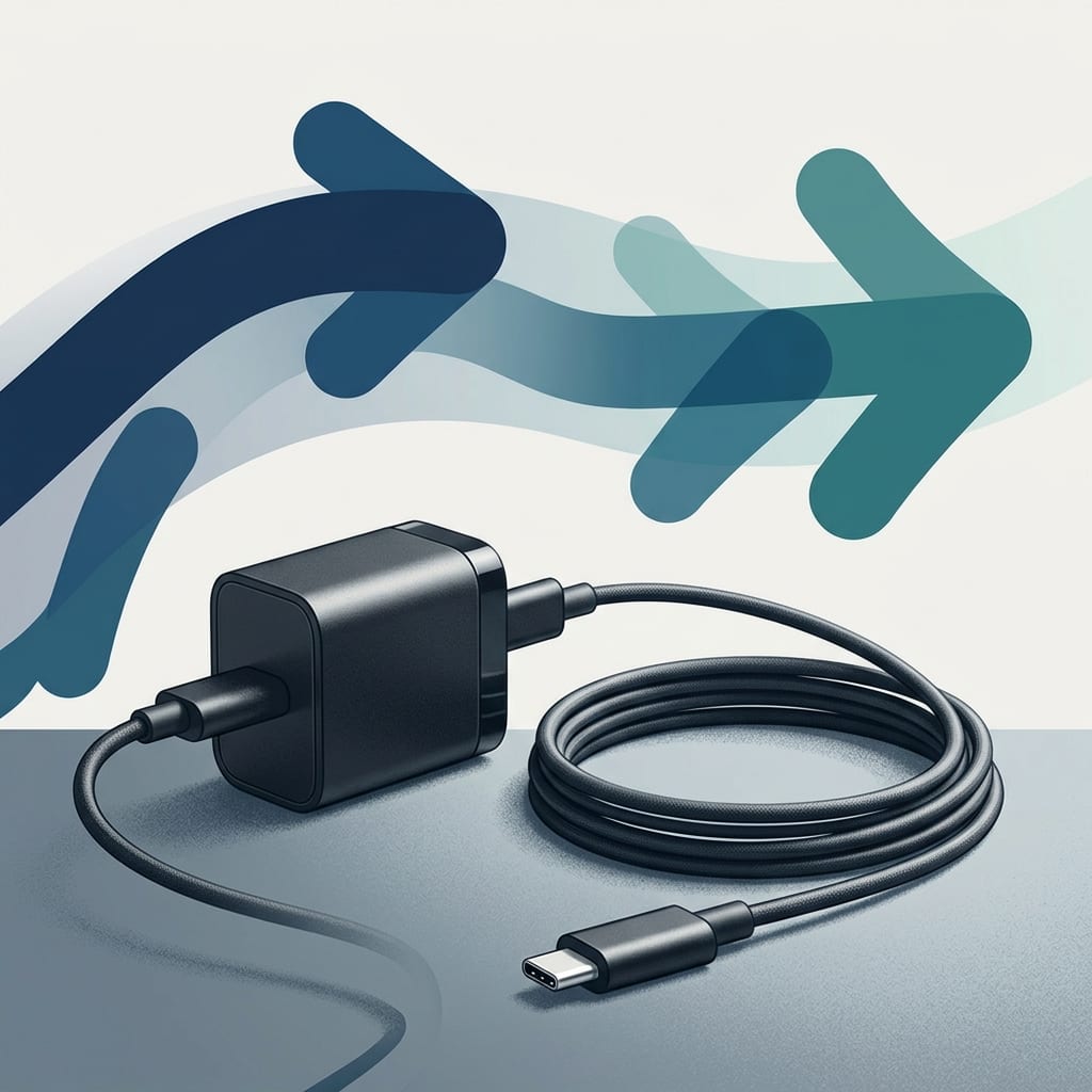 Ładowarka i kabel USB-C z widocznymi wtykami — wyjaśnienie negocjowania mocy w Power Delivery